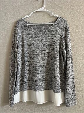 Pimkie Women's Marbled Gray/Silver Sparkling Long-Sleeve Top Size L